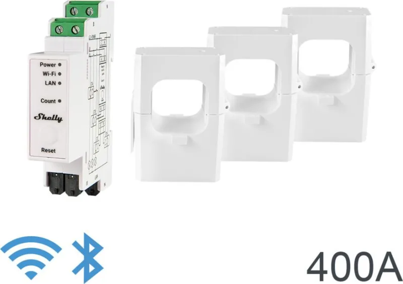 Трифазен Smart мерител 3х 400A за DIN монтаж Shelly PRO 3EM 400A
