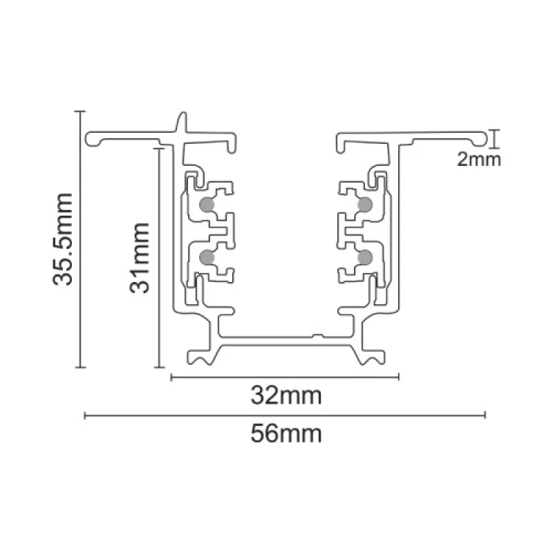 ACA Lighting 4WRE2MB – трифазна тоководеща шина за вграждане в черен, IP20