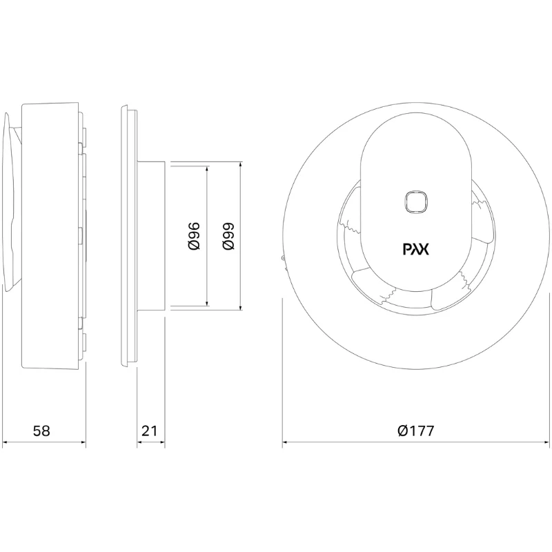 Вентилатор Smart PAX ф100-120мм, цвят Бял - PAX Norte