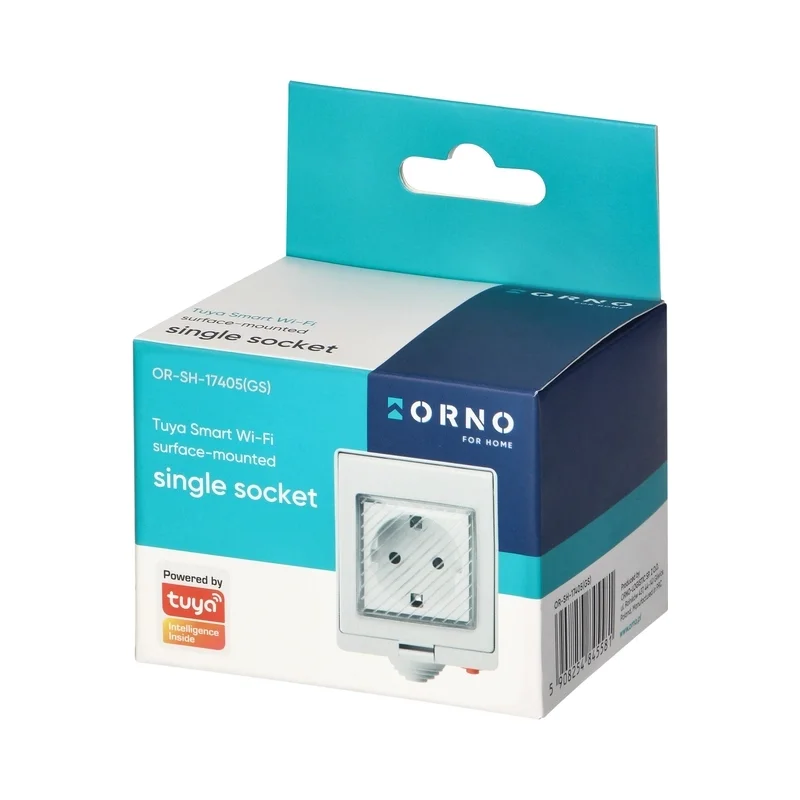 Wi-Fi Schuko socket IP55 for surface mounting, monitoring of consumption, White - TUYA Smart home