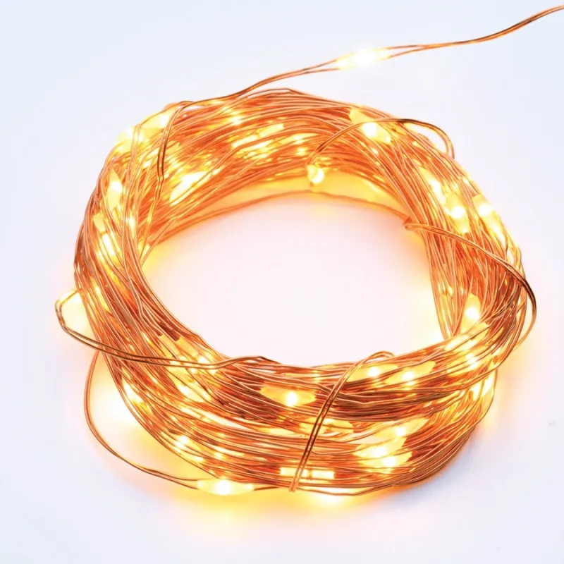 Christmas lighting X01100125 – ACA Lighting copper wire string lights, 100 LED, warm white, 10 m, battery 3×AA, IP44