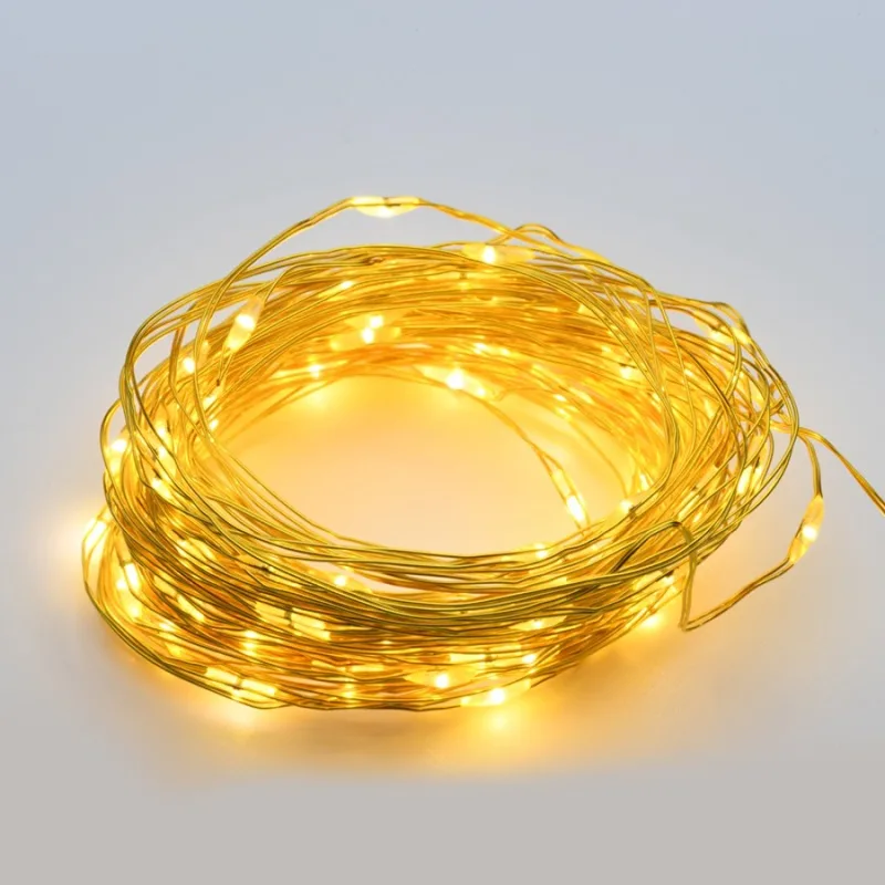 Коледно осветление X01300132 – ACA Lighting лампички на медна жица, 300 LED, топло бяло, 30 м, 8 програми, с адаптер 6V, IP44