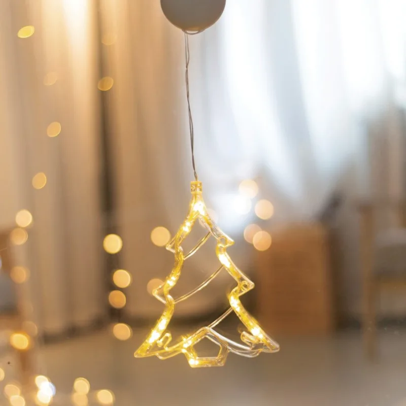 Christmas lighting Window Plastic Christmas Tree X04151106 – ACA Lighting hanging LED decoration, 10 LED, warm white, 9×16 cm, battery 3×AAA, IP20