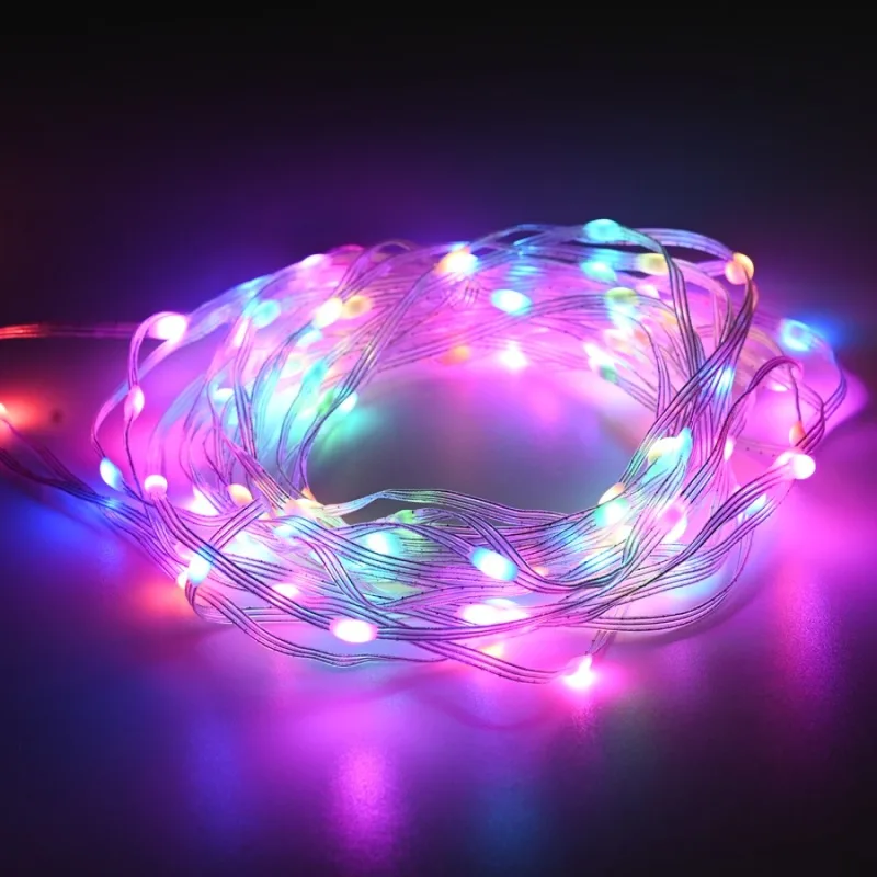 Коледно осветление X04200371 – ACA Lighting смарт коледни лампички, 200 LED, RGB, 20 м, на батерии 3×AA, IP44