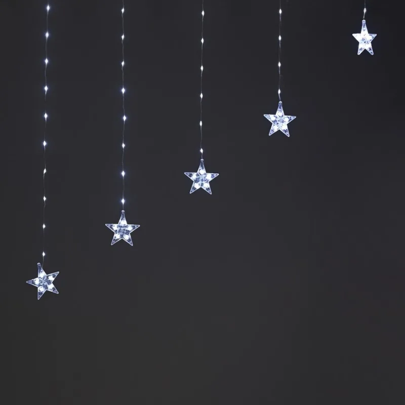 Коледно осветление X042222210 – ACA Lighting светеща завеса, 222 LED, студено бяло, 3 м, няколко програми, на батерии 3×AA, IP44
