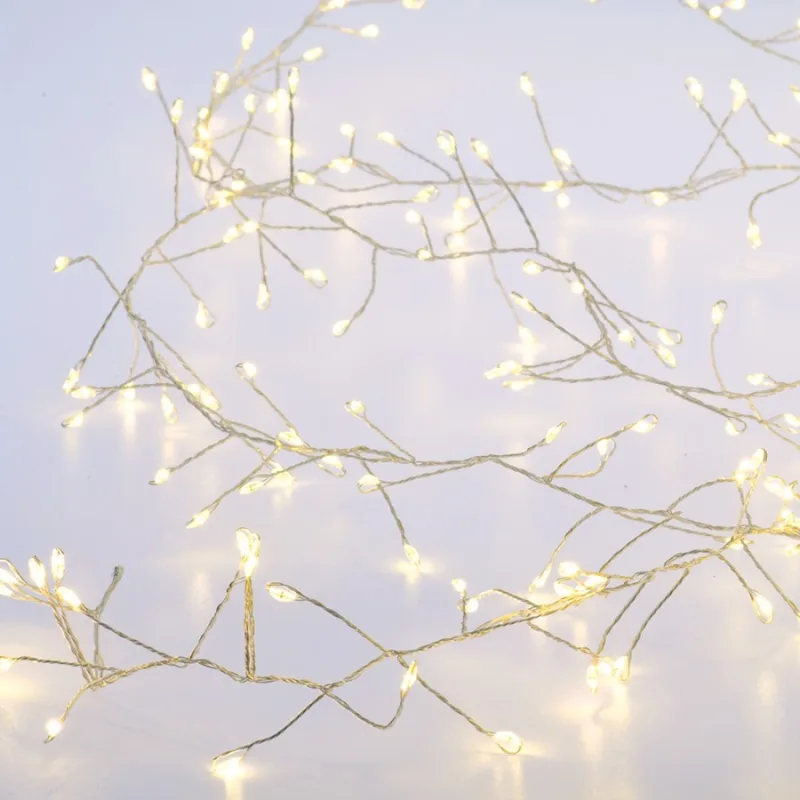 Коледно осветление X063001177 – ACA Lighting лампички на медна жица, 300 LED, топло бяло, 3 м, 8 програми, с адаптер 4,5V, IP44
