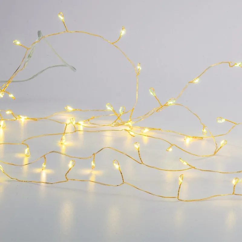 Коледно осветление X063001377 – ACA Lighting лампички на медна жица, 300 LED, топло бяло, 3 м, 8 програми, с адаптер 4,5V, IP44