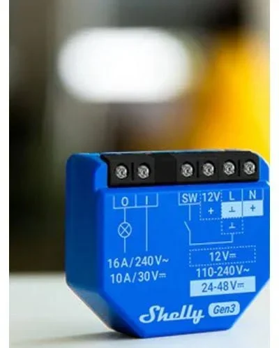 Модул Shelly 1 Gen3 с клеми O, I, SW, L и N